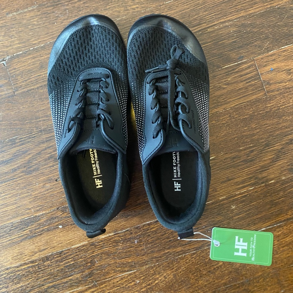 Womens USA Brand Nee Hiking Shoe Black Knit Lace-Up Sneakers 6